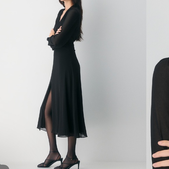 Aritzia Elegant Black Chiffon Maxi Dress - Picture 2 of 3